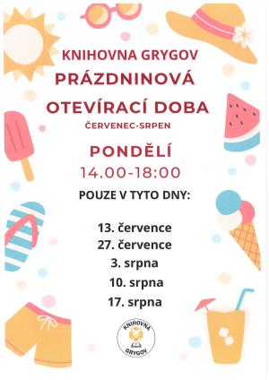 Prázdninová otevírací doba knihovny 1